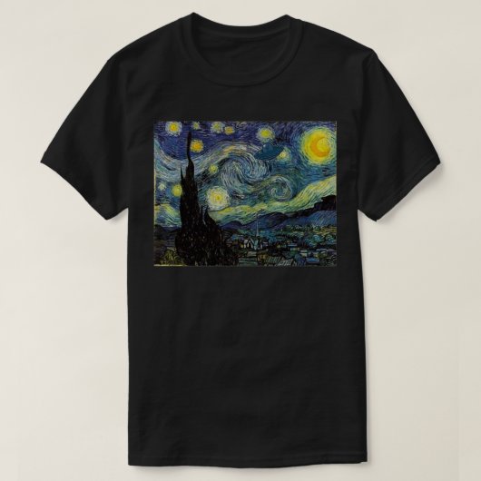 ヴァンゴッホ星空の夜の侵略アートの歴史おもしろいミ Tシャツ (デザイン正面)