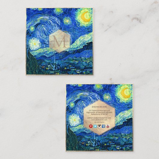 ヴァンゴッホ星空の夜 スクエア名刺 (正面/裏面)