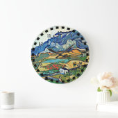ヴァンゴッホ絵画レアルピルズマウンテンランドスケープ ラージ壁時計 (ホーム)