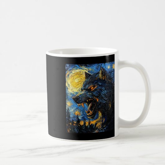 ヴァンゴッホ風 - 星空の夜の人狼 コーヒーマグカップ (右)