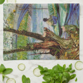 ヴァンゴッホ魚釣りの春、ポンデクリシー キッチンタオル (折り畳み)