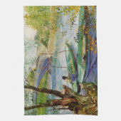 ヴァンゴッホ魚釣りの春、ポンデクリシー キッチンタオル (縦)