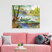 ヴァンゴッホ魚釣りの春、ポンデクリシー キャンバスプリント (インサイチュ (リビング))