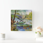 ヴァンゴッホ魚釣りの春、ポンデクリシー スクエア壁時計 (ホーム)