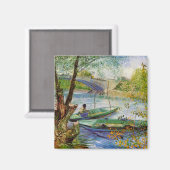 ヴァンゴッホ魚釣りの春、ポンデクリシー マグネット (正面/裏面)