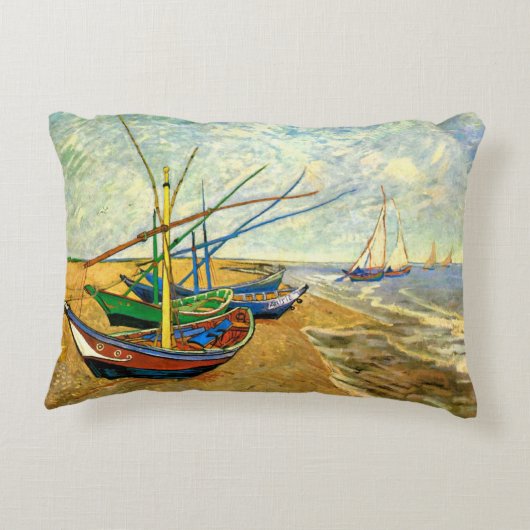 ヴァンゴッホ魚釣りボーツビーチアットサイントマリーズ アクセントクッション (裏面)