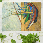 ヴァンゴッホ魚釣りボーツビーチアットサイントマリーズ キッチンタオル (折り畳み)