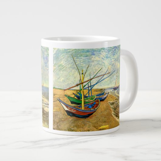 ヴァンゴッホ魚釣りボーツビーチアットサイントマリーズ ジャンボコーヒーマグカップ (正面右)