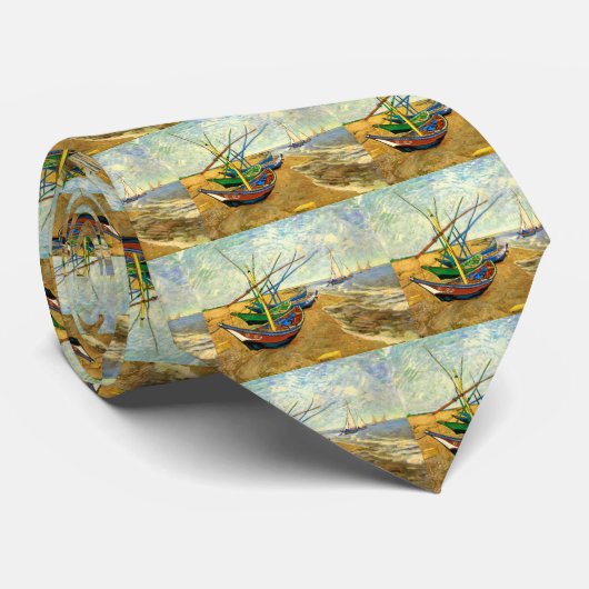 ヴァンゴッホ魚釣りボーツビーチアットサイントマリーズ ネクタイ (ロール)