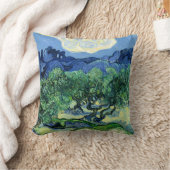 ヴァンゴッホ – オリーブツリーズウィズアルピルズバックグラウンド クッション (ブランケット)