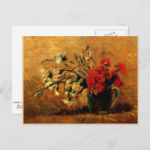 ヴァンゴッホ-カーネーション付き花赤と白瓶 ポストカード (正面/裏面)