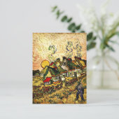 ヴァンゴッホ：太陽の下で草葺きコテージ ポストカード (スタンド正面)