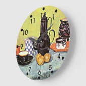 ヴァンゴッホ:青いエナメルコーヒーポットで静物を食べる ラージ壁時計 (傾斜)