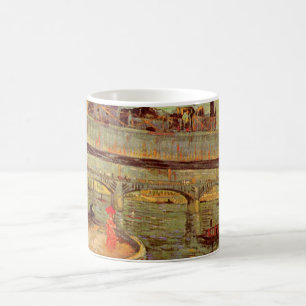 ヴァンサン・ファン・ゴッホによるアニエールのセーヌ川の橋 コーヒーマグカップ