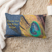 ヴァンテージ金ゴールドとアクアブルーカットピーコックフェザー ランバークッション (ブランケット)