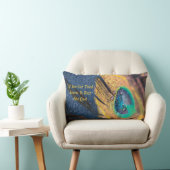 ヴァンテージ金ゴールドとアクアブルーカットピーコックフェザー ランバークッション (椅子)