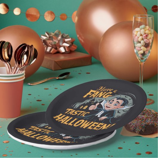 ヴァンパイアおもしろいはファンタスティックのハロウィーンを持つ ペーパープレート (複数)
