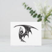 ヴァンパイアこうもりタトゥースタイルアートワーク白黒 ポストカード (スタンド正面)