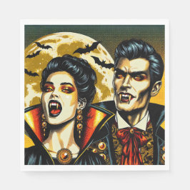 ヴァンパイアとこうもりハローウィンパーティ スタンダードランチョンナプキン