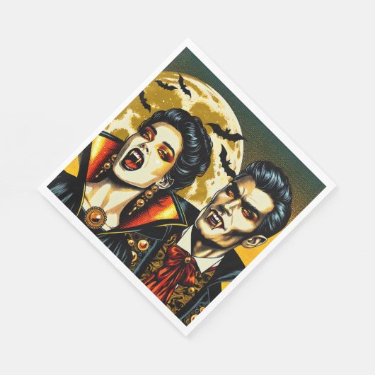 ヴァンパイアとこうもりハローウィンパーティ スタンダードランチョンナプキン (角)