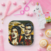 ヴァンパイアとこうもりハローウィンパーティ ペーパープレート (パーティー)