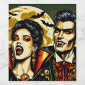 ヴァンパイアとこうもりハローウィンパーティ ワインラベル (シングルラベル)