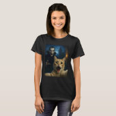ヴァンパイアと猫のセルフィー 楽しい猫 Tシャツ (正面フル)