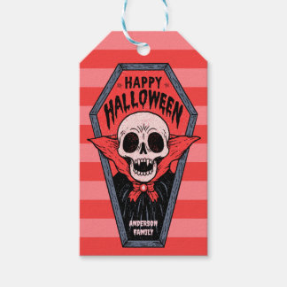 ヴァンパイアの棺桶 スケルトン ハッピーハロウィン ギフトタグ