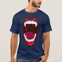 ヴァンパイアの歯 ホラーショー デーモンの牙 赤紫 Tシャツ