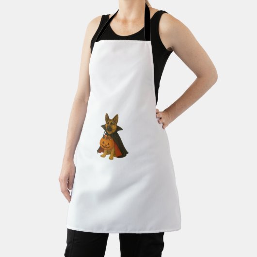 ヴァンパイアの衣装を着たドイツのブルドッグハロウィーン犬 エプロン (インサイチュ)