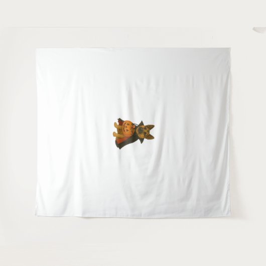 ヴァンパイアの衣装を着たドイツのブルドッグハロウィーン犬 タペストリー (正面(横))