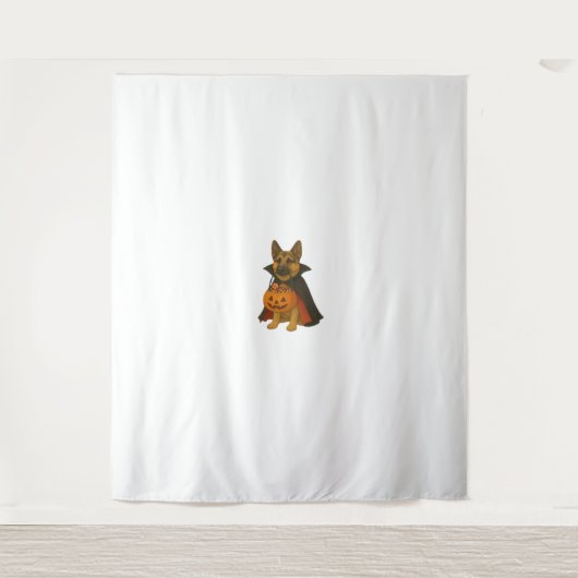 ヴァンパイアの衣装を着たドイツのブルドッグハロウィーン犬 タペストリー (正面)