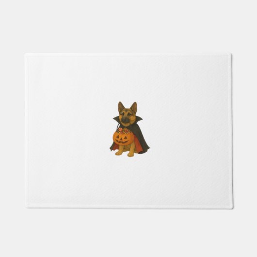 ヴァンパイアの衣装を着たドイツのブルドッグハロウィーン犬 ドアマット (正面)