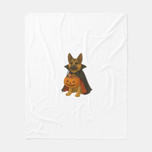 ヴァンパイアの衣装を着たドイツのブルドッグハロウィーン犬 フリースブランケット (正面)