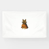 ヴァンパイアの衣装を着たドイツのブルドッグハロウィーン犬 横断幕 (横)