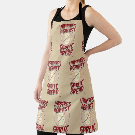 ヴァンパイアはニンニクパンおもしろいハロウィーンを望む エプロン (インサイチュ)