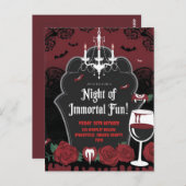 ヴァンパイアをテーマにしたハロウィーン招待状 ポストカード (正面/裏面)