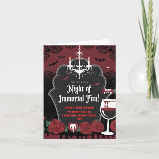 ヴァンパイアをテーマにしたハロウィーン招待状 招待状 (正面)