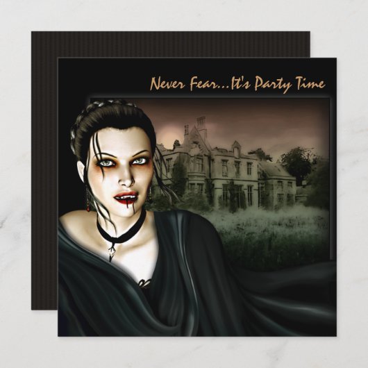 ヴァンパイアアットザホールゴシックパーティの招待状 招待状 (正面/裏面)