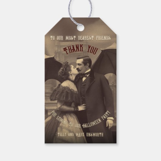 ヴァンパイアキスヴィンテージドラキュラハロウィーン ギフトタグ (正面)