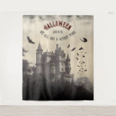 ヴァンパイアキャッスルハロウィンフォトブース背景 タペストリー (正面)