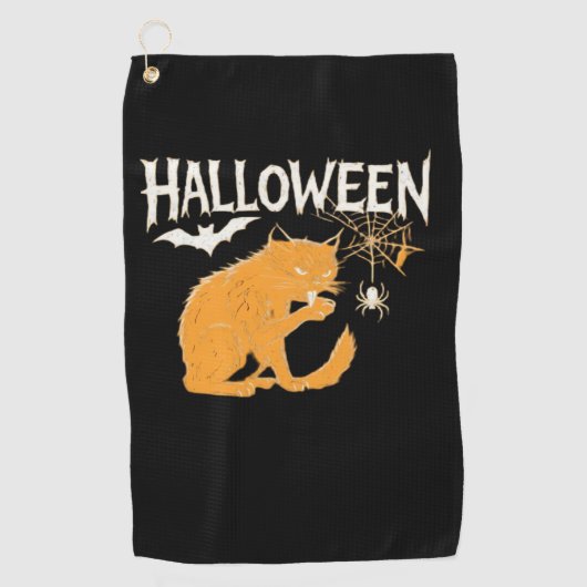 ヴァンパイアキャットハロウィンクラシックのTシャツ ゴルフタオル (正面)