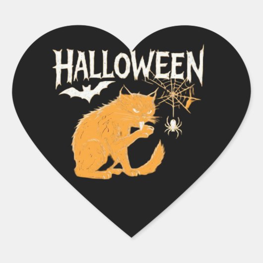 ヴァンパイアキャットハロウィンクラシックのTシャツ ハートシール (正面)