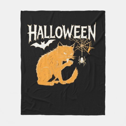 ヴァンパイアキャットハロウィンクラシックのTシャツ フリースブランケット (正面)