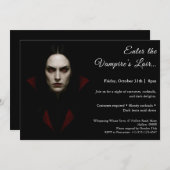 ヴァンパイアクイーン – ハロウィーンの衣装パーティの招待状 招待状 (正面/裏面)