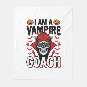 ヴァンパイアコーチハロウィンスカルヴィンテージTシャツデザイン フリースブランケット