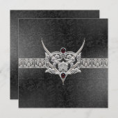 ヴァンパイアゴシックフェイクレザージュエールズ結婚ーズ 招待状 (正面/裏面)