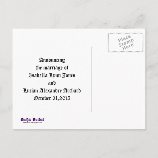 ヴァンパイアゴシックフェイクレザージュエールズ結婚ーズ 案内ポストカード (裏面)