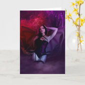 ヴァンパイアゴシック女性グリーティングカード カード (黄色い花)