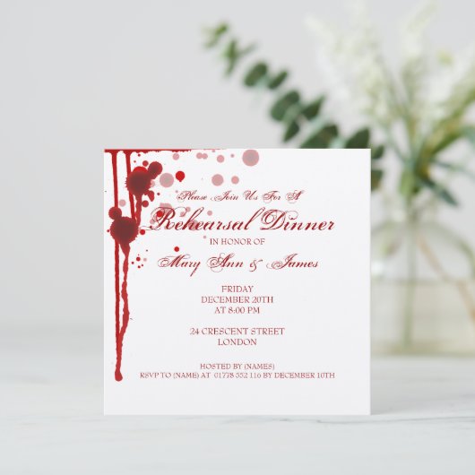 ヴァンパイアハロウィーンリハーサルディナー偽の血の赤 招待状 (スタンド正面)